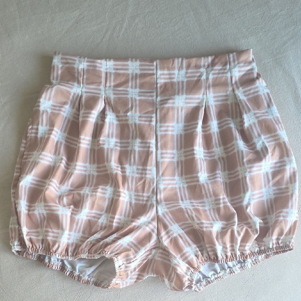 Plaid Bubble Shorts - Pink White
